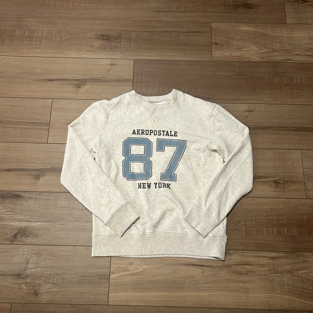 Aeropostale Unisex Cream Crewneck Sweater